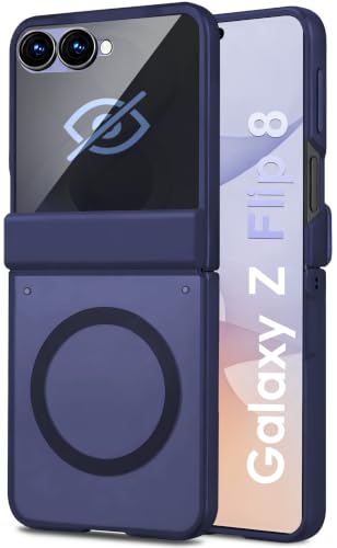 Image of STORMTAL for Samsung Galaxy Z Flip 8 Case with Privacy Screen Protector, [Compatible with Magsafe], [Full Body Hinge Protection], Magnetic Slim Case for Z Flip 8 Case Blue
