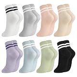 Utensilsto 8 Paar Tennissocken Damen 36-40 Bunt Damen Sneaker Socken Retro Damensocken Sneakersocken Kurze Socken für Frauen Mädchen Tennis Freizeit Alltag