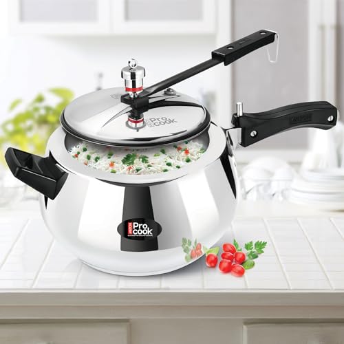 Image of Milton Pro Cook 3-Layer Thick Triply Bottom I Induction Cookware & Gas Stove Friendly Stainless Steel Pressure Cooker 5 Litre | Inner Lid | Safety Valve with Gasket Release System | 5 Years Warranty