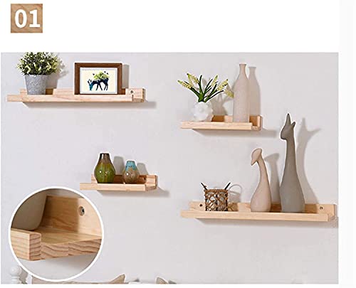 HJW Praktische opbergrek hout opknoping drijvende planken voor thuis decoratieve sets van 2 wandplank plank display rek voor plant pot wekker fotolijst decoratie cadeau 1Huiyang-01020, bruin - Image 3