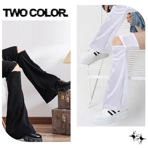 XEPST 2 Pairs Flared Leg Warmers Goth Leg Warmers Harajuku Japanese Long Boot Socks for Women Fashion Accessories4