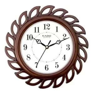 Kadio Analog 24.5 cm X 24.5 cm Wall Clock (Brown, with Glass, Standard)