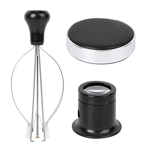 Fafeicy Juego de herramientas de reparación de relojes, alicates para quitar agujas + lupa + juego de almohadillas de cuero pequeñas Cover