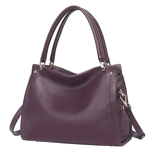 Image of KOGTLA Medium Genuine Leather Tote Handbags for Women, Ladies Soft Satchel Shoulder Purses, Two-Handle Hobo Bags