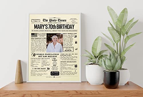 Personalized 70Th Birthday Party Decorations For Men, Women, Dad, Mom, Back To 1952 Poster Gifts, Gift For Dad, Mom, Him, Her, Father, Mother Turning 70 Years Old, Back To 1952 Poster With Your Personalized Photo, Unique Gift Idea #TOP5
