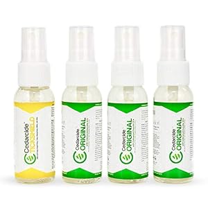 Cedarcide Original Tickshield Family 4 Pack Small Cedar Oil Flea Tick Bug Spray for Hikers Dogs Cats
