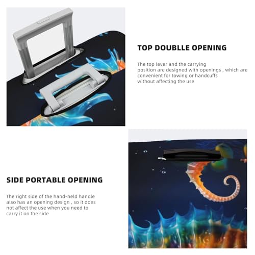 Yellow Fish Seahorse Travel Luggage Covers - Elasticity Suitcase Covers Protector for Luggage 18-32 Inch4