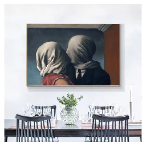 Affiche Magritte L'amant au baiser pour sublimer votre décoration de salon moderne