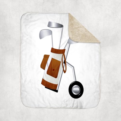 3dRose Brown Golf Cart on Wheels Sherpa Lined Blanket