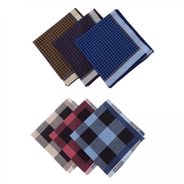 3x6x Dark Plaid Handkerchief Casual Comfortable Reusable Men's Handkerchiefs-image-19