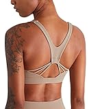 icyzone Damen Sport BH Starker Halt Gepolstert Training Bustier Top Fitness Yoga Bra (M, Gravel)