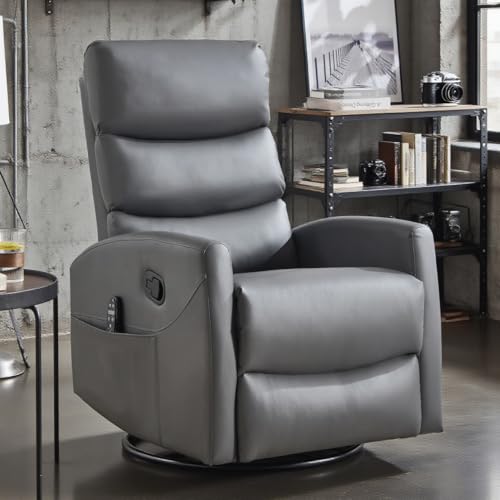 Sillón reclinable tapizado en poliuretano gris miniatura 3