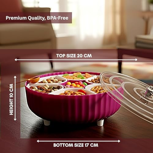Image of KEATON Rotating Masala Dabba, 360 Easy Rotation, 7-Compartment Spice Organizer, Transparent Lids (Purple)