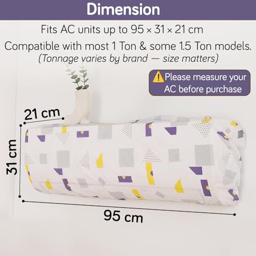 Image of HOKIPO AC Cover compatible with most 1 Ton & some 1.5 Ton Split AC | Fits AC Units upto Size 95x31x21 cm | Dustproof, Waterproof & Washable Indoor Unit Cover | Geometric Abstract (NEW-D1-AR5873)