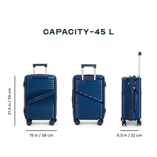 Image of Assembly 20-Inch Trolley Bag Small with 8 Wheels & TSA Lock, Durable Polycarbonate Hard Shell Carry On Cabin Luggage for Weekend Travel Getaways, Blue