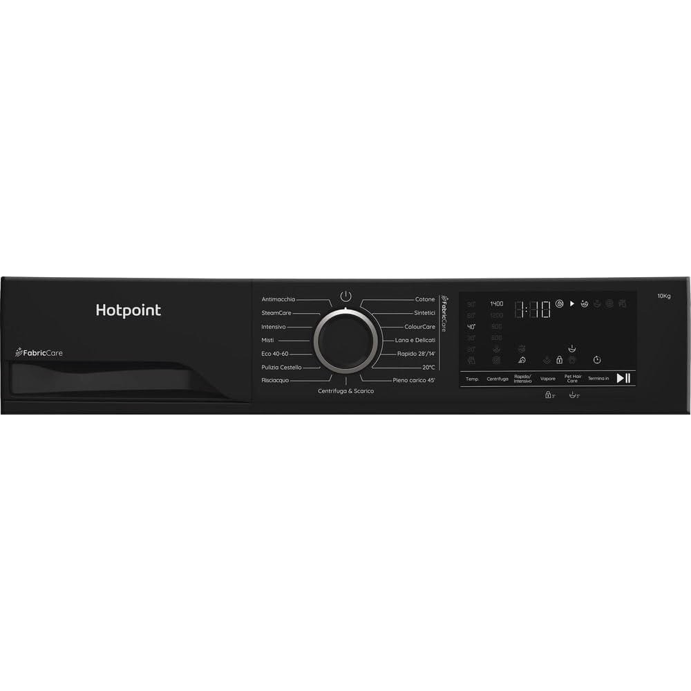 Hotpoint Ariston HB 103B CARE IT, Capacità 10kg, classe A -30%, colore Black, 1400 giri, Display digitale XL, Vapore