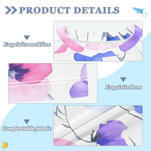 ALAZA Kids Rash Guard Girls Toddler Swim Shirts Short Sleeve Morning Glory UPF 50+ 3T3