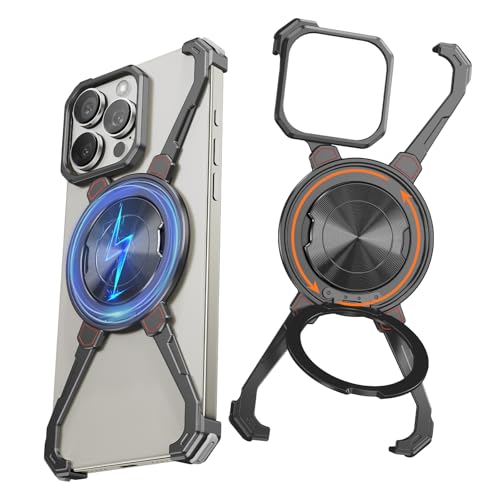 Coque iPhone 16 Pro Max antichoc noire en aluminium pour charge sans fil et vidéo