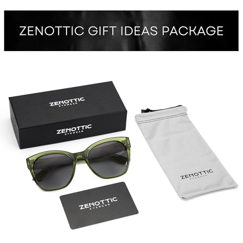 Image of ZENOTTIC Cat Eye Sunglasses Women: Polarized UV400 Oversized Retro Shades | Anti-tangle Nose Pads, 1.1mm Scratch Resistant TAC Lens, Durable Reinforced Metal Hinges, Driving Shopping Hiking Travel