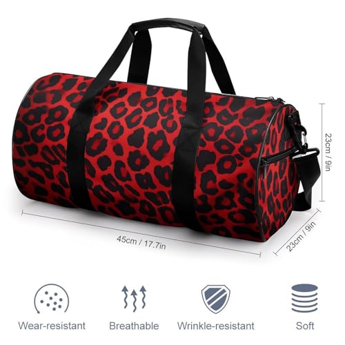 Gym Bag For Women Men Lightweight Red Leopard Pattern Print Duffel Bag Personalized Travel Bags For Travel Sports2
