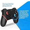 NK Manette Sans fil – Compatible avec Switch/Switch 2/OLED/Lite/Pro avec fonction Wake, réglages macro, Bluetooth, 6 axes, fonction turbo, double choc, double vibration - Couleur noire (rouge et bleu)