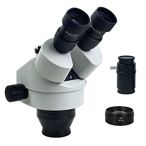Microscope 3.5X 7X 45X 90X Simul-Focal Trinocular Stereo Microscope Head Continuous Zoom WF10X/20MM Eyepiece Auxiliary Objective Lens(7X-90X WH)