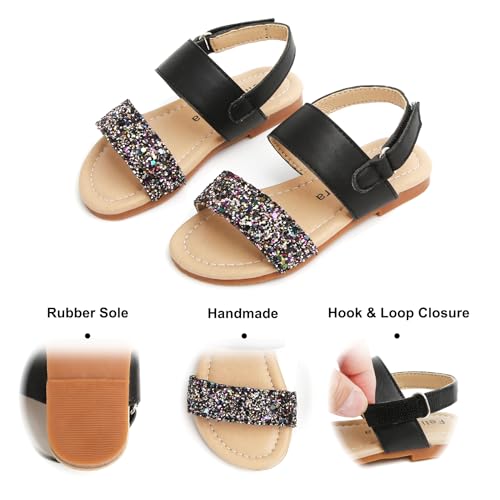 Image of Felix & Flora Toddler Girl Sandals - Little Girl Easter Dress Shoes Lightweight Open Toe Beach Holiday Flats