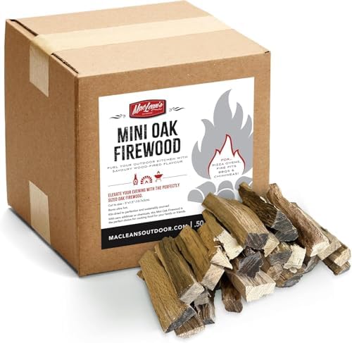 Premium Mini Oak Firewood - Kiln Dried, Bark-Free Logs for BBQ, Pizza Ovens & Outdoor Cooking - Long-Lasting, High Heat, Food Safe Firewood for Cozy Nights & Family Gatherings. Volume, 864 Cu. in.