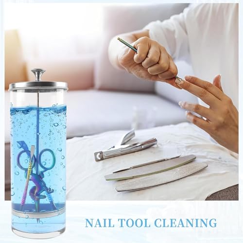 YINGJEE 35 Oz Desinfektionsmittel-Glas, Nagelwerkzeuge Zubehör Sterilisator groß für Friseursalon Salon Jar & Spa implementiert Barbizid-Behälter mit herausnehmbarem Siebtablett (1035 ml)