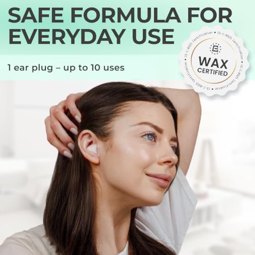 Image of Peace&Quiet PQ Wax Ear Plugs for Sleeping, Swimming - 30 Soft Noise Cancelling Silicone Gel Wax Earplugs for Sleep and Swimmers, Ear Protection with Sound Blocking Level of 32 Db, Green