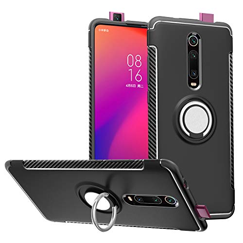 Redmi K20 Funda,Labanema 360 Rotating Ring Grip Stand Holder Capa TPU + PC Shockproof Anti-rasguños teléfono caso protección Cáscara Cover para Xiaomi Redmi K20 /Redmi K20 Pro /Mi 9T/Mi 9T Pro - Negro