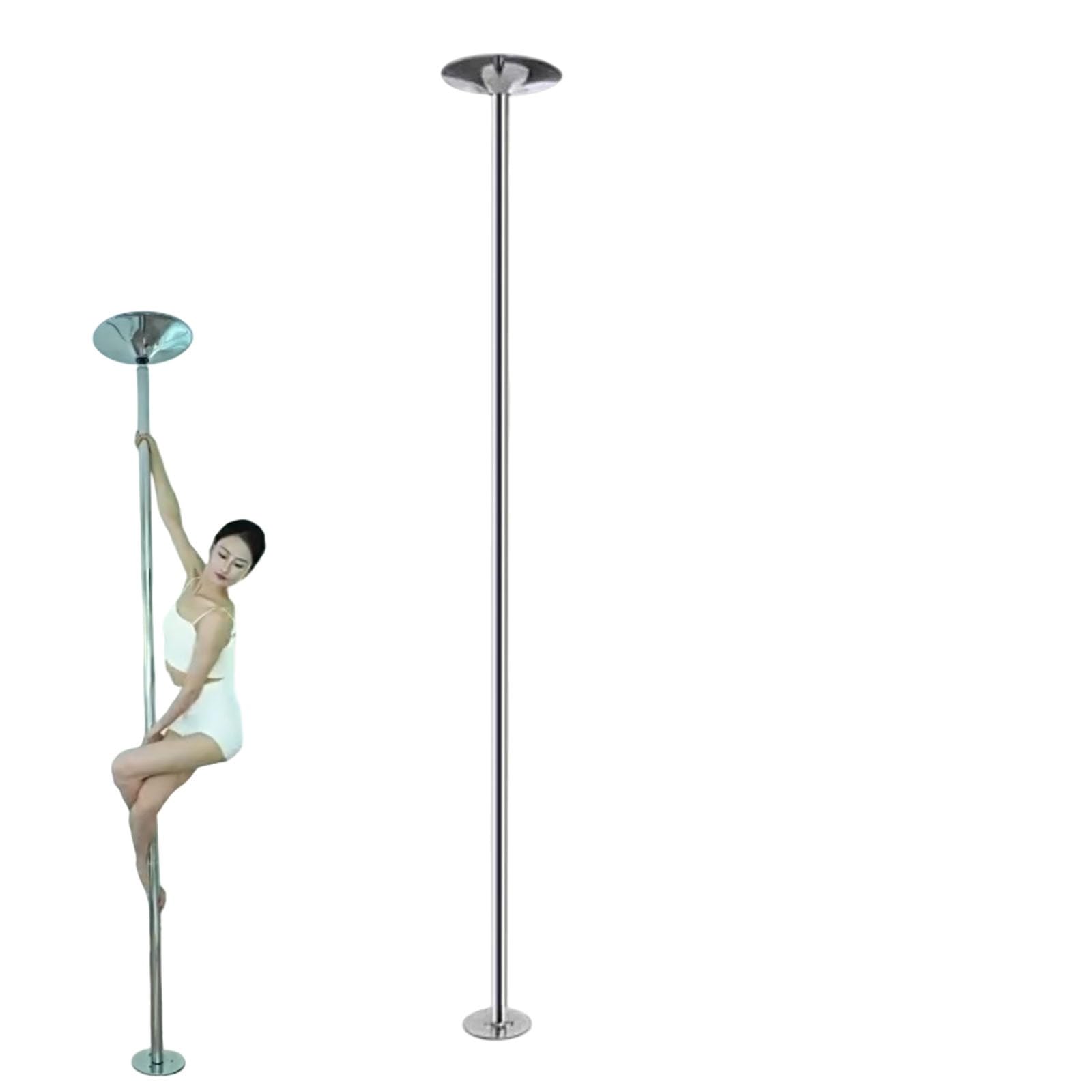 Tragbare, 45 mm drehbare und statische Tanzstange, höhenverstellbar von 2,30 bis 2,70 m, für Heim- und Clubauftritte, Übungsgewicht 200 kg, Silber