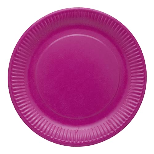 Ökolution 20 platos desechables de papel colorido y redondo, cartón sostenible FSC, embalaje ecológico, color rosa