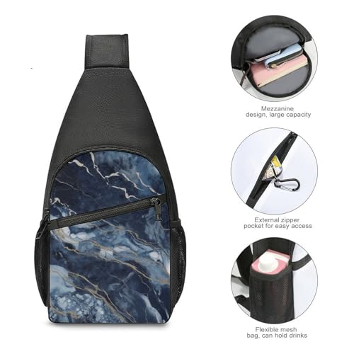 Mochila bandolera ligera azul navy para senderismo miniatura 5