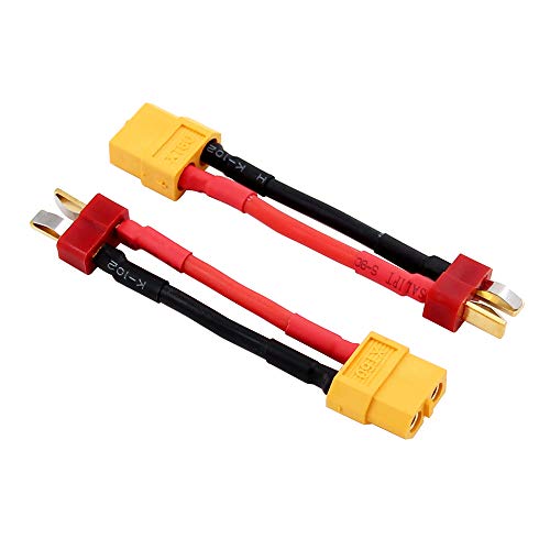 4pcs Adaptador Conector XT60 a T-Plug con Cable 14awg 2in miniatura 3