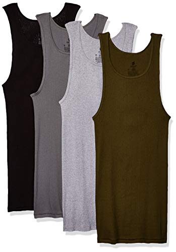 Hanes Men's FreshIQ ComfortSoft Dyed Tagless Tanks 4-Pack, Assorted, Large