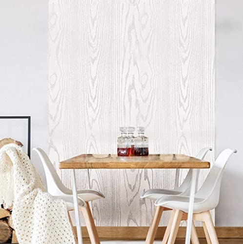 Image of 3D White Wood Wallpaper PVC Self Adhesive Wooden Wall Paper Cabinets Home Office, Furniture, Door, Wardrobe, Kids Room, Decoration (45 x 500 cm)