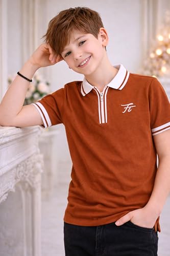 Image of TotzTouch Boys Premium Polo Collar Tshirt Combo with Zipper Closure Color White & Black Age 6 Years to 15 Years