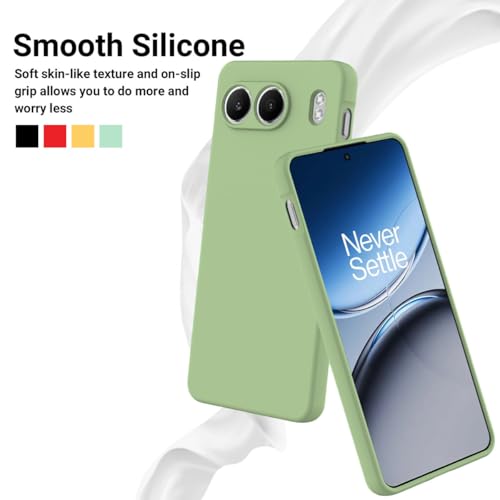 Image of DIZORO Microfiber Candy Compatible for Oneplus Nord 4 5G Smooth Touch Cushion Liquid Soft Silicone Gel Rubber Phone Cases Non-Slip Full Body Protective Shockproof Back Cover - Matcha Green