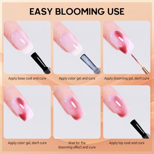 ADHERE Żel rozkwitający 15 ml przezroczysty lakier żelowy UV LED Blossom do rozprzestrzeniania efektu marmuru, akwarelowe kwiatowe zdobienie paznokci, lakier do rozmywania, salon paznokci DIY
