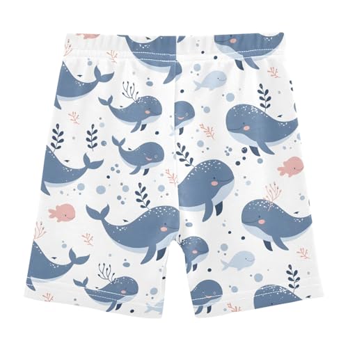 Cartoon Blue Whales Girls Shorts Elastic Waist Sports Shorts Girls Leggings Pants for 4-10 Years2
