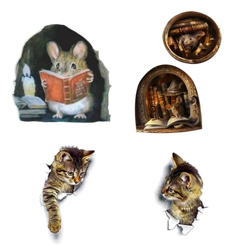 COYUN Pegatinas de Pared Animales de la Jungla Árbol Vinilos Decorativos Safari, Adhesivos Pared Habitación Infantiles Niño Bebé, Gato y hámster