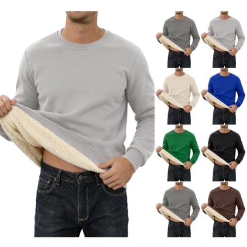 JiXiang Men's Sweatshirts Fleece Lined Crewneck Casual Pullover Thick Thermal Heavyweight Long Sleeve Winter Warm Basic Tops - image 1