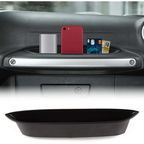 RT-TCZ for Wrangler JK Grab Tray Passenger Handle Storage Box Insert Organizer for Jeep Wrangler JK JKU 2011-2017 Black Cover