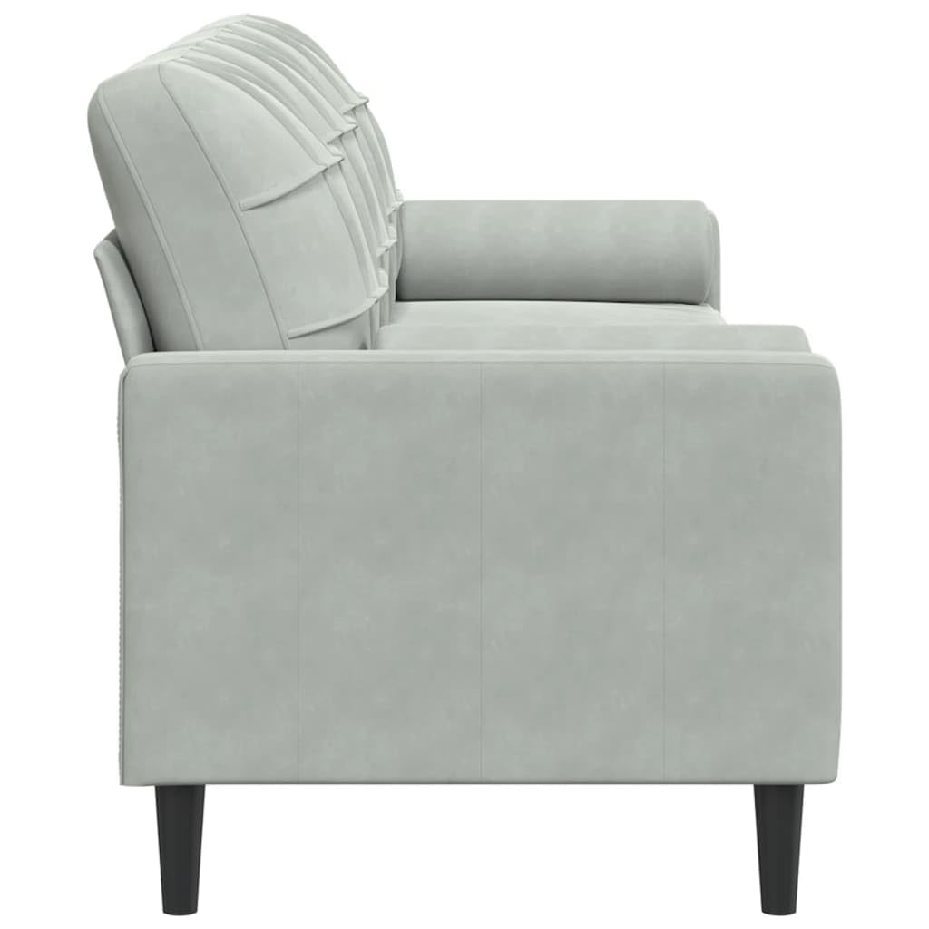 vidaXL Sofá de 3 plazas con Cojines Terciopelo Gris Claro 210 cm