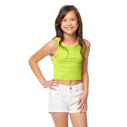Chevron Ribbed Crop Top Workout Tops for Girls Summer Tank Top Exercise Crew Neck Summer Essential Ages 8-122