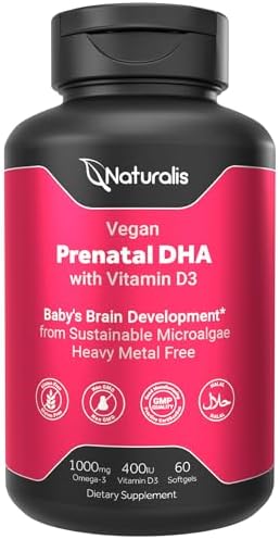 Vegan Prenatal with Full Specrum Omega-3 | Algae DHA, EPA, DPA, Vitamin D3 & Active Folate L 5-MTHF | Vegan Society Certified, Sustainably Sourced, Non-GMO & Soy Free | 60 Veggie Softgels