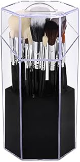 Salarot Makeup Brush Holder with Lid, Acrylic Stylish Dustproof Organiser, Make up Storage Box for Countertop, Bathroom, Vanity, Clear