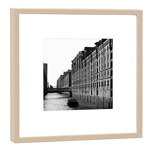 Tableau photo Hambourg Speicherstadt cadre bois beige prestige 52x52cm