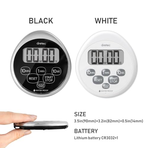 Dretec T-565ACRDI Digital Timer Water Proof Shower Timer Shower Clock Bathroom Kitchen Timer Magnetic Backing Silver Black Officially Tested In Japan  thumb #5